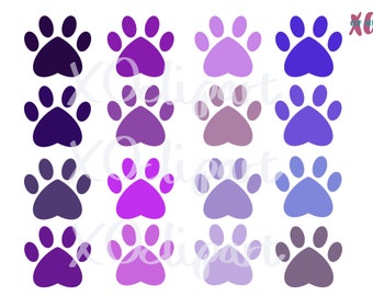 Purple Paw Prints PNGs Sublimation Clip Art