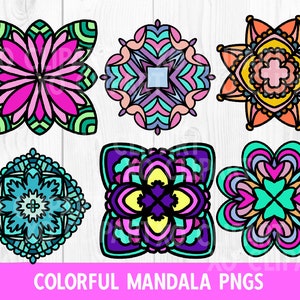 Colorful Mandala PNGs Clip Art Sublimation