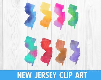 New Jersey Watercolor Clip Art PNGs