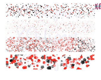 Red and Black Confetti Banner Clip Art PNGs