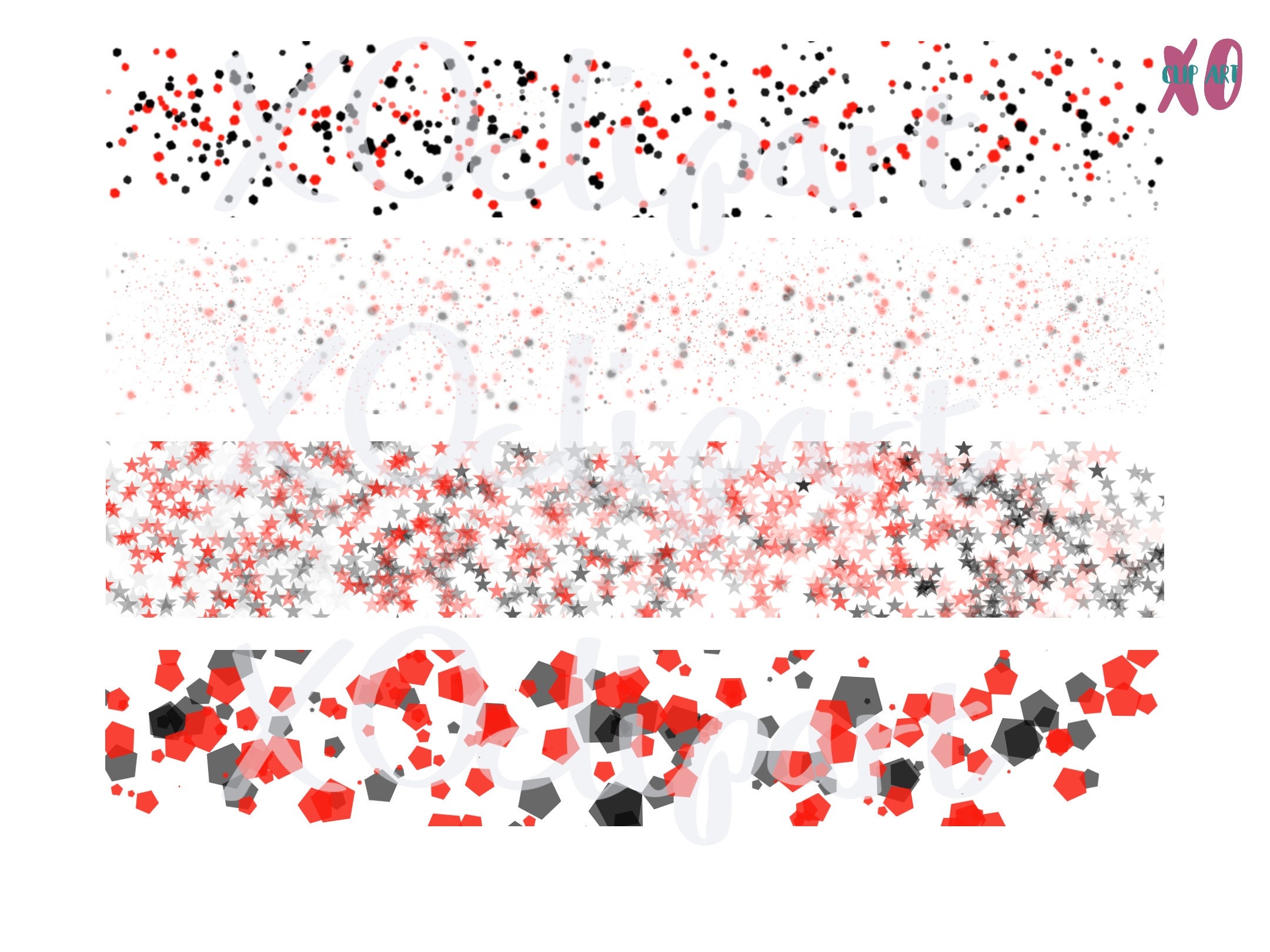 Red and Black Confetti Banner Clip Art Pngs Etsy