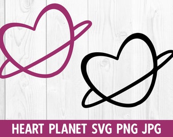 Heart Planet SVG PNG JPG Instant Download