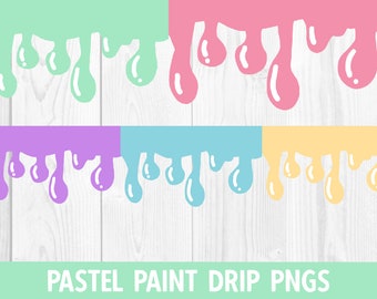Pastel Paint Drip PNGs Clip Art for Sublimation and Crafts