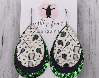 Lacrosse ~ 3 Layer Faux Leather Teardrop ~ Choose Team Colors