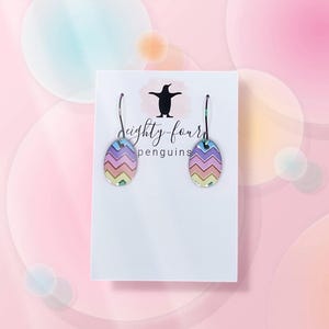 Chevron Egg~ Petite Earring ~ Mirrored Acrylic ~ Sparkle ~ Easter ~ Spring