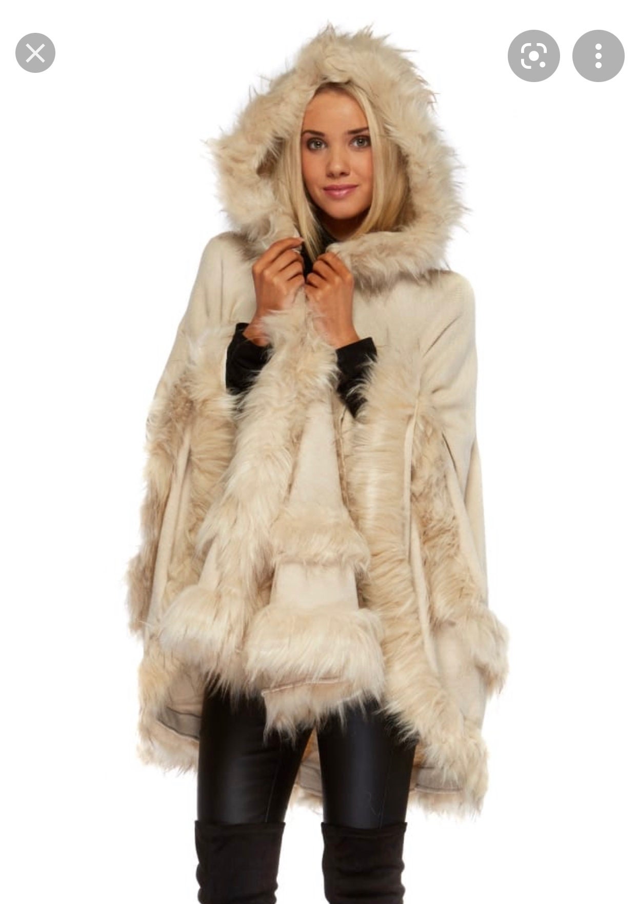 een miljoen Dinkarville Ijsbeer Korte faux fur trim capuchon cape poncho met dikke manchet - Etsy België