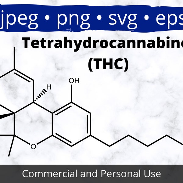 Tetrahydrocannabinol (THC) molecular image - png, jpeg, svg, and eps files | Marijuana, Weed molecule
