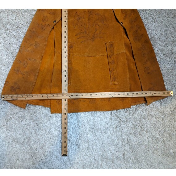 Vintage Etched Suede Poncho Cape Brown - image 10