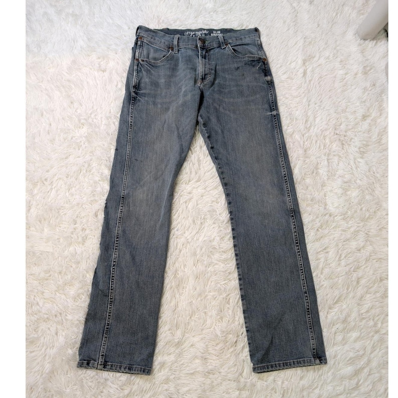 Vintage Y2K Wrangler Retro Slim Straight Jeans Light Wash Denim 30x29 image 13