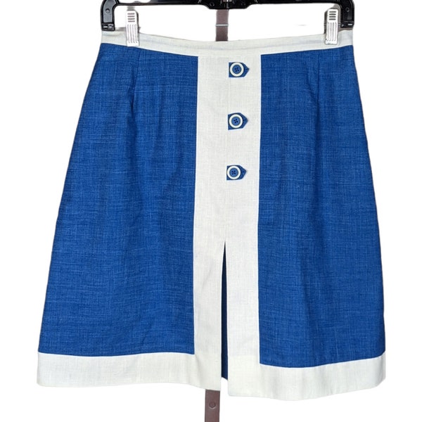 Vintage Leon Levine Sportswear Skirt Culottes Blue and White Size 14