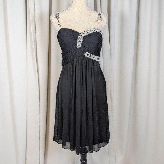 black white green dress STRAPLESS CHIFFON DRESS WITH REMOVABLE JACKET – SHOP DDMINE main image 0