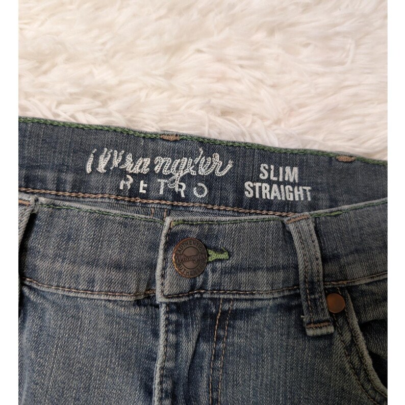 Vintage Y2K Wrangler Retro Slim Straight Jeans Light Wash Denim 30x29 image 3