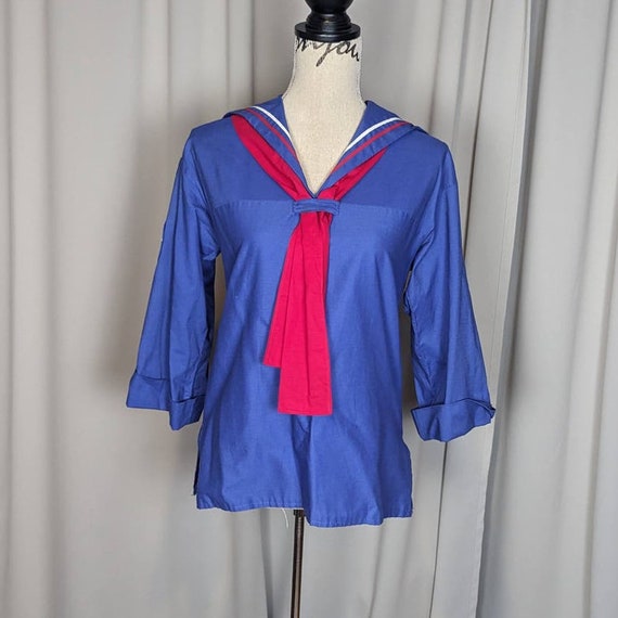 Vintage Handmade Girl Scout Sailor Top Blue Red W… - image 8