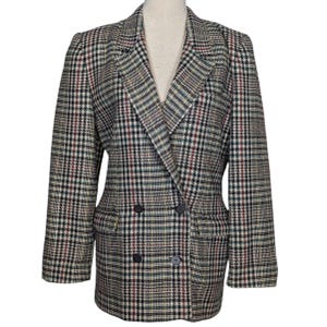 Vintage Prisma Houndstooth Multicolored Tweed Black and White Blazer