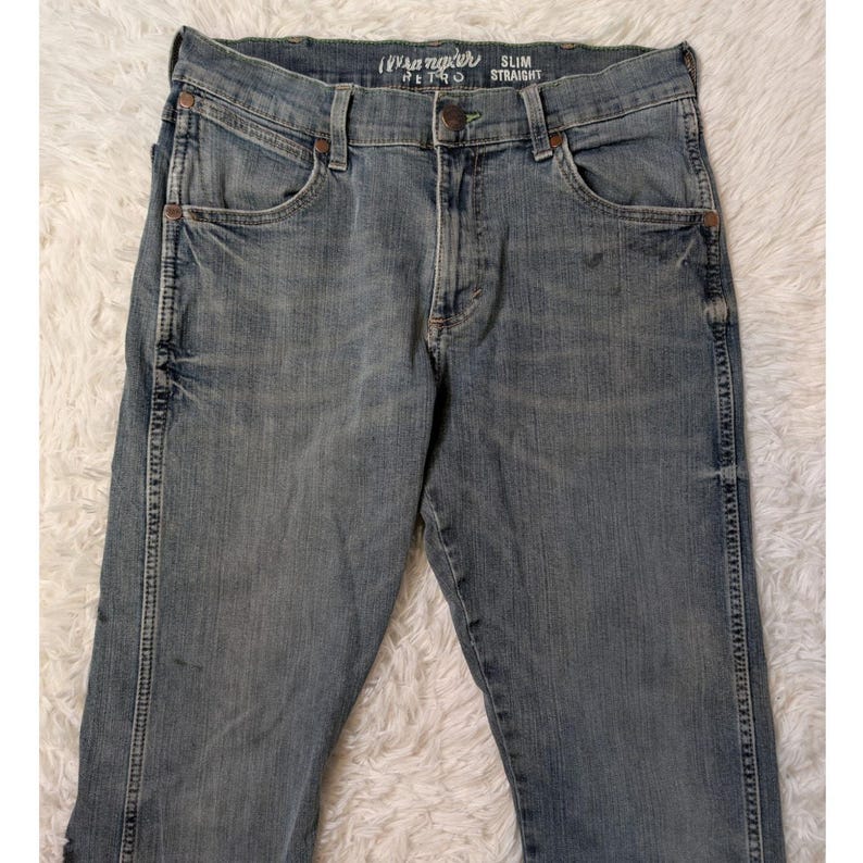 Vintage Y2K Wrangler Retro Slim Straight Jeans Light Wash Denim 30x29 image 8