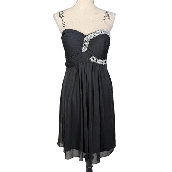 Vintage Blondie Nites Black Strapless Chiffon Cocktail Dress - Y2K Vintage Blondie Nites Black Strapless Chiffon Cocktail Dress - Y2K