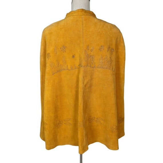 Vintage Etched Suede Poncho Cape Brown - image 2