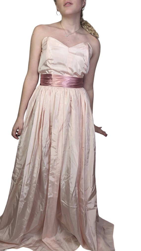 Vintage Strapless 1950s Formal Dress Gown Pink