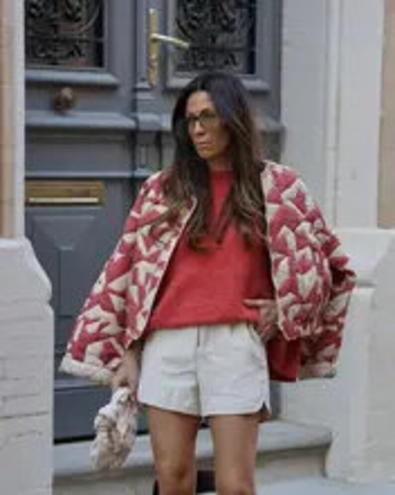 Down Jacket with Quilted Geometrical Pattern
