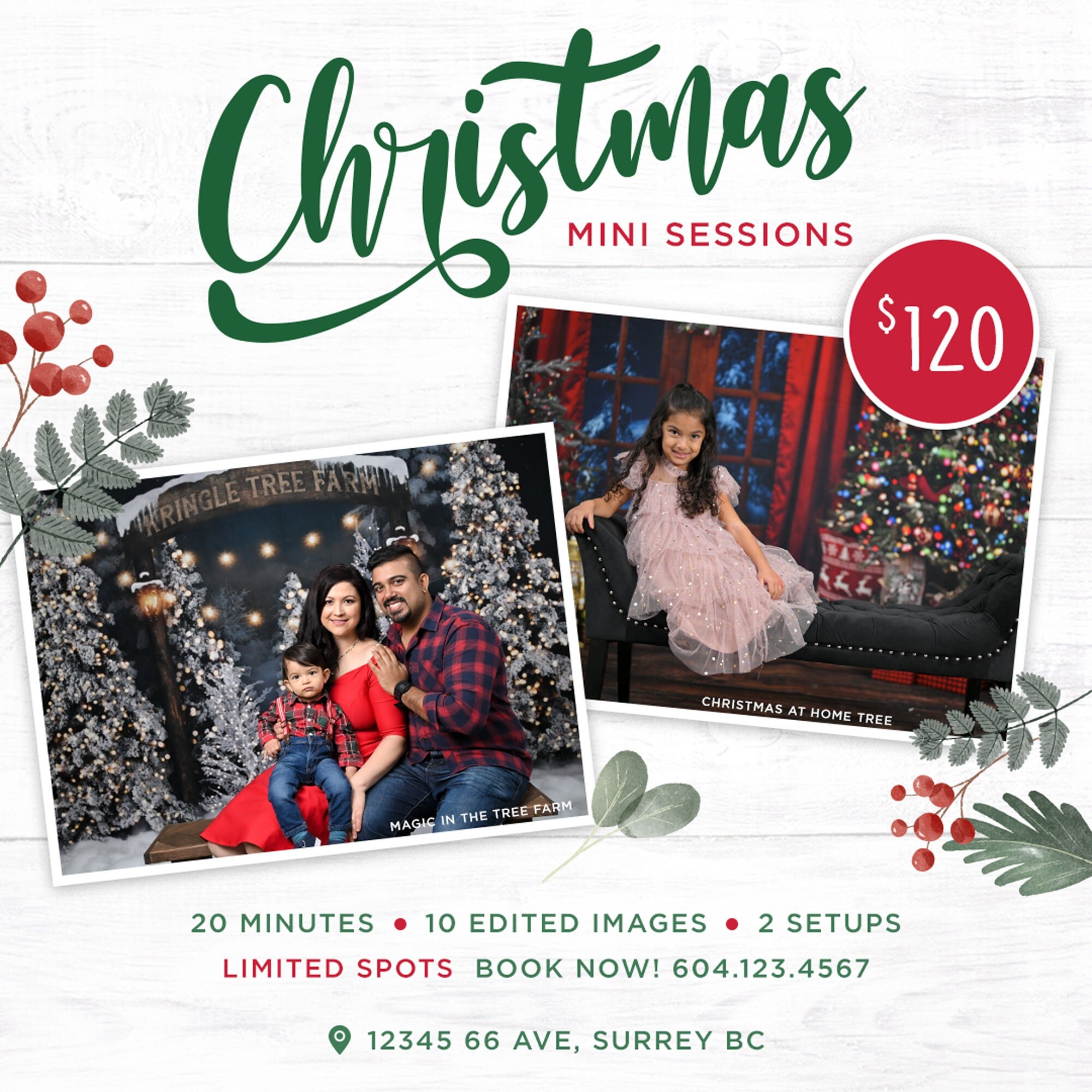 Christmas Mini Session Template, Tree Farm Minis Template For Photographers, Christmas Template, Holiday Mini Session | PHOTOSHOP FILE