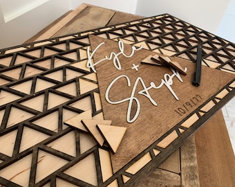 Guest Book Alternative Triangle Wedding wood