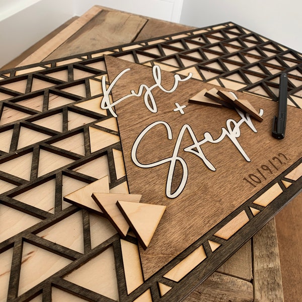 Guest Book Alternative Triangle Wedding wood