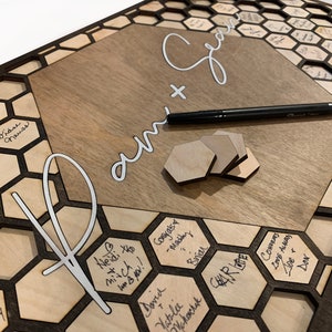 Guest Book Guestbook Wedding Alternative Hexagon wood Unique interactive creative different  Unconventional non traditional  guestbooks