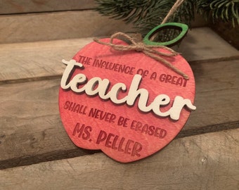 Christmas Ornament Teacher Personalized Engraved Apple