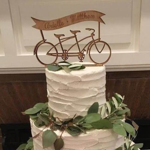 Bicycle Wedding Cake Topper Personalized Tandem Bicycle Etsy
