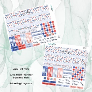 Live Rich Planner - Kit mensual KIT-169 de julio - Día de la Independencia