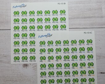 May include: Two sheets of stickers with a green, white and black design of a money bill with the text "Pay Day" on each bill. The stickers are labelled "PD-101JB" and "PD-101JC".