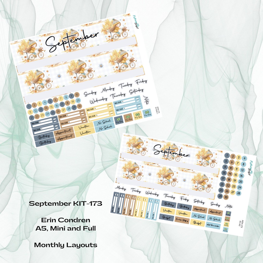 Erin Condren - September KIT-173 Monthly Kit - Hello Autumn - Etsy