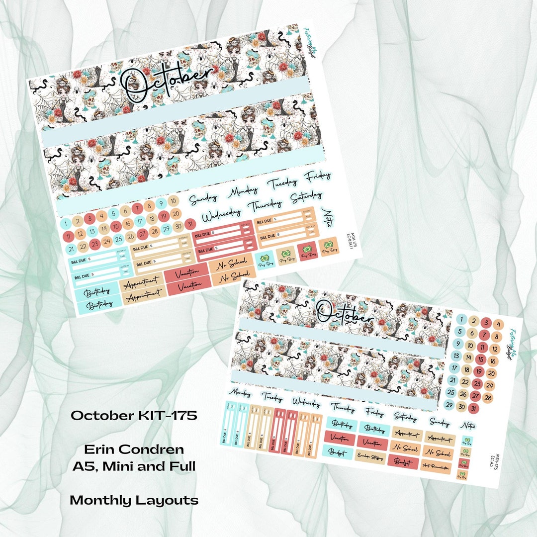 Erin Condren - October KIT-175 Monthly Kit - Halloween - Etsy