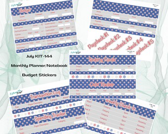 Può includere: Un set di adesivi per il budget stampabili con un motivo a stelle blu e rosa. Gli adesivi includono un tracker di budget, un registro delle transazioni, un tracker di spesa, un tracker di fondi di previdenza, un tracker di debiti e un check-in settimanale.