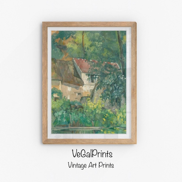 Vintage Dutch House Landscape Forest Painting, Dutch European Antique Oil Painting, Digital Print Wall Art, Housewarming Gift, Paul Cézanne