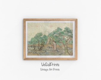 Vintage Dutch Orchard Landscape Painting, Pittura a olio antica europea olandese, Arte della parete con stampa digitale, Regalo di inaugurazione della casa, Vincent Van Gogh