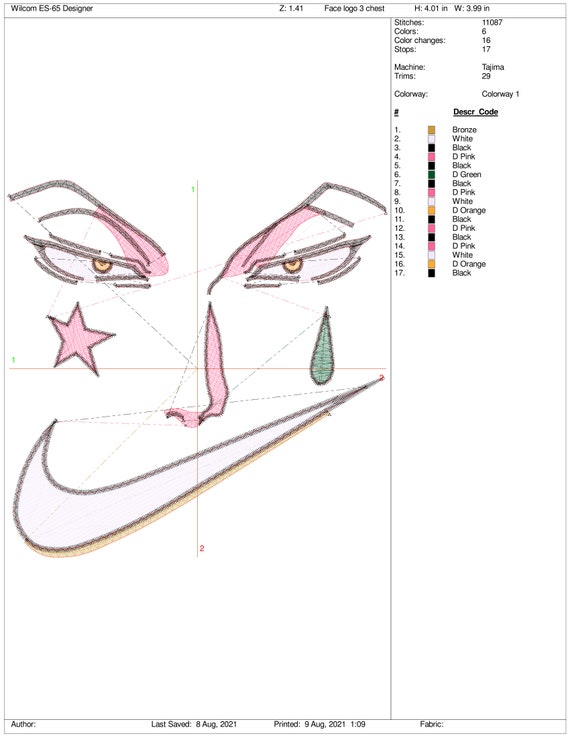 HISOKA Face ANIME swoosh embroidery FILE | 4 Sizes | Works On Every Machine