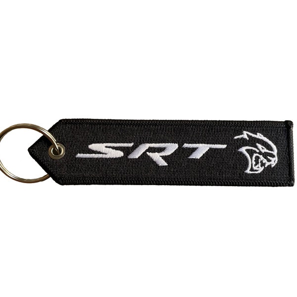 Keychain for Dodge SRT Challenger R/T SXT Charger Durango Hellcat Jeep Cherokee Scat Pack - Embroidered Key FOB