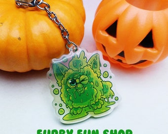 2" Inch Green Slime Furby Acrylic Keychain