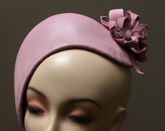 New women's Slanted Cocktail Fascinator by Alexander & Hallatt in Dusky Italian Cabretta Leather