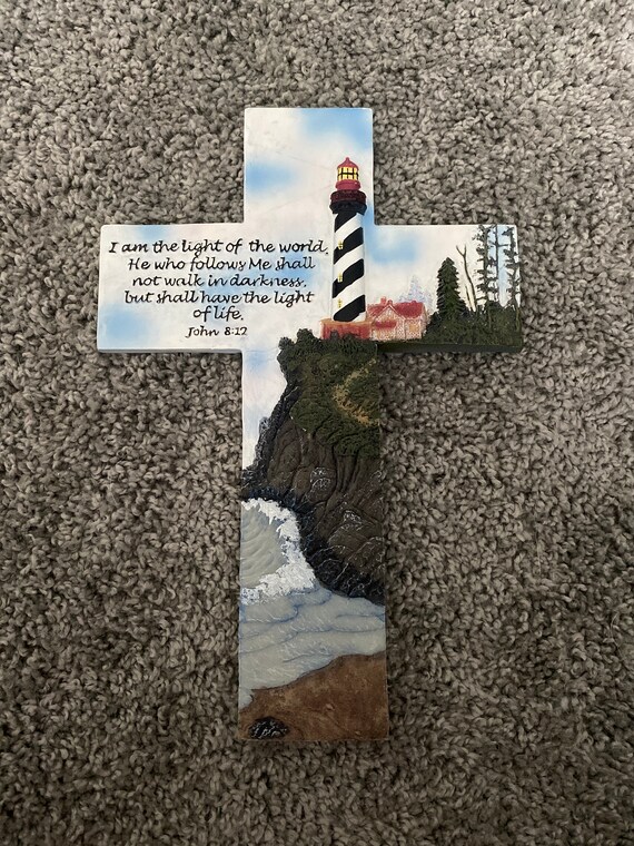 Cross light House John 8:12 Bible Verse