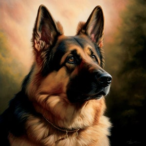 Pastore tedesco, Ritratto Di Cane, Arte digitale, Stampe digitali Downloads, Arte stampabile, Pittura, Arte da parete, Oggettistica per la casa