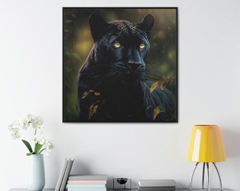 Black Panther Kunst, Schwarzer Panther Portrait, Leinwand Kunstdruck, Visuelle Kunst, Wandkunst, Wohnkultur