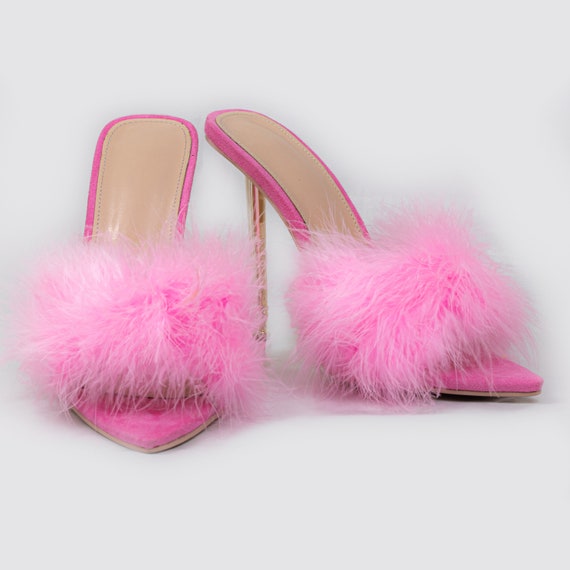 Maren Marabou Feather Slip On Platform Sandals 6