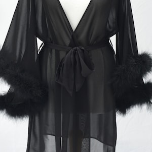 black dressing gown short Vlazom Women's Kimono Robes Short Satin Silk Bridal Party Robe with Oblique  V-Neck Black at Amazon Women's Clothing store