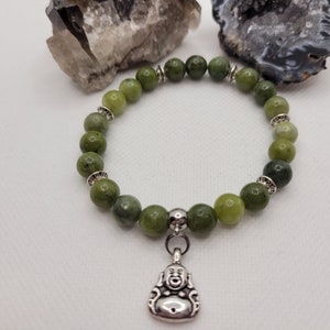 Jade canadien, Pierre précieuse de jade, Bracelet de jade, Bouddha, Bracelet de yoga, Zen, Bracelet de méditation, Bracelet Mala, Inspiré du Zen, Méditation