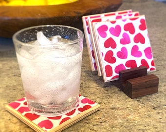 Colorful Heart Coasters, Bar Coaster, Modern Coaster
