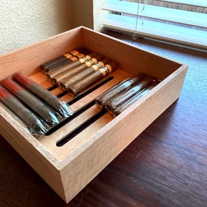 Custom Built Premium Humidor Trays - various sizes with Figured Spanish Cedar veneers on solid mahogany