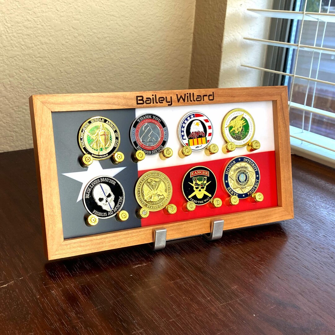 8CT Texas Flag Coin Display to Showcase on the Wall or Desk. Perfect ...