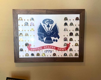 88 kt legervlagmuntendisplay voor aan de muur. Perfect cadeau voor promotie van pensioen.  Geweldig moedercadeau voor hun soldaat